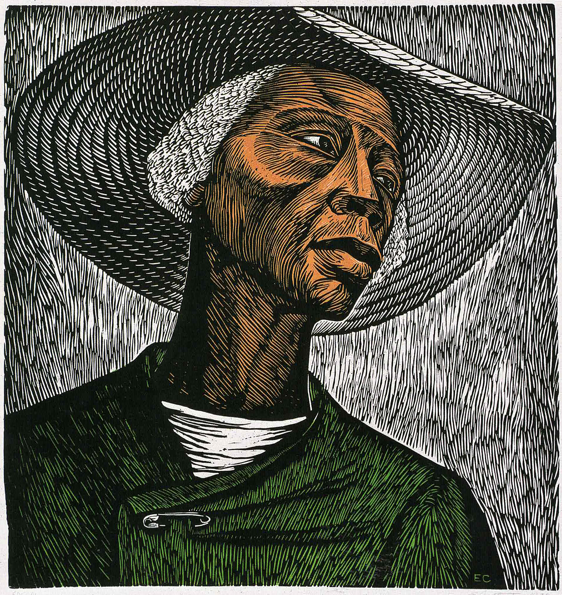 A Woodblock Print By The Sculptor And Artist Elizabeth Catlett.