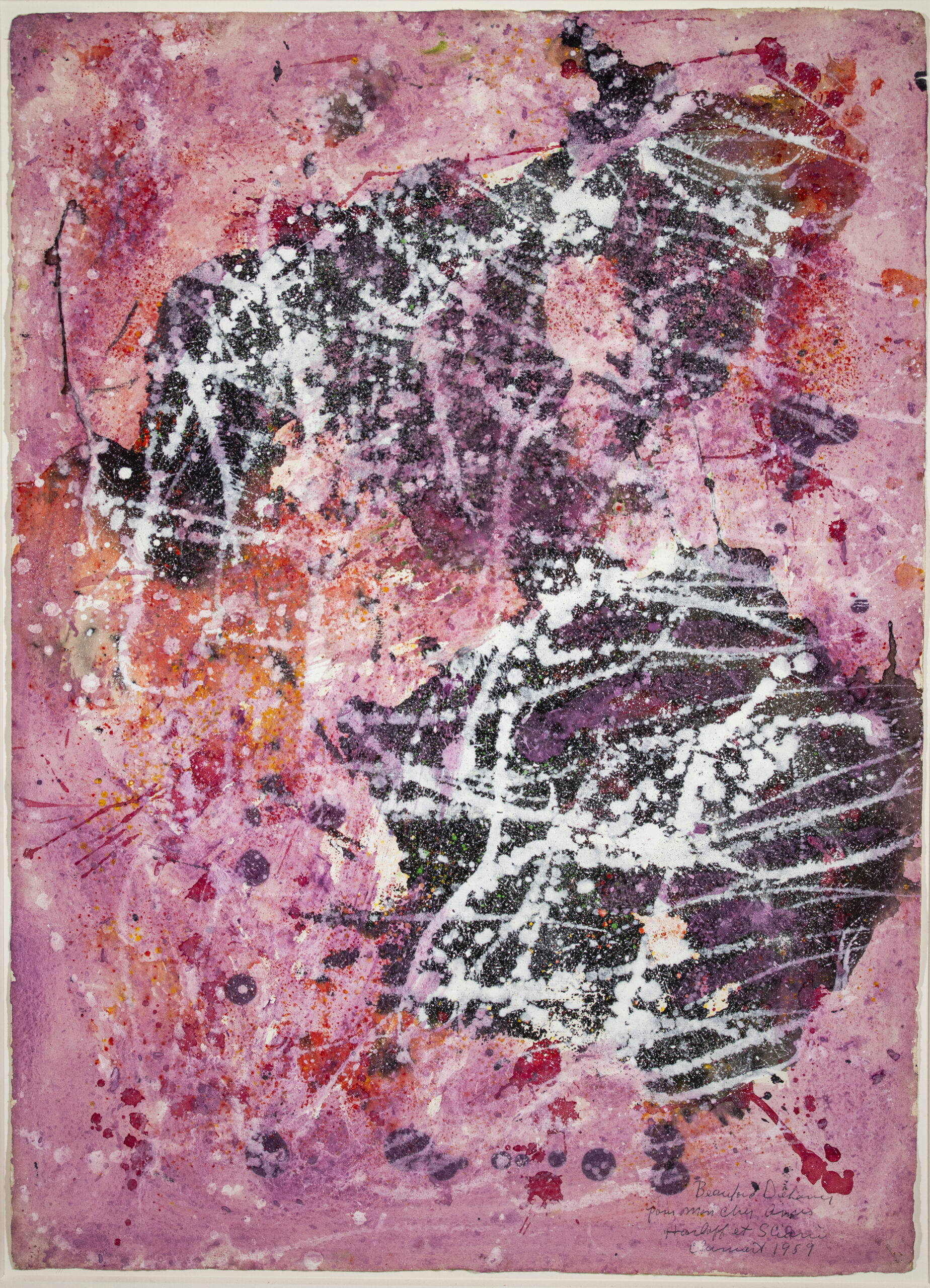 An Abstract Painting In Pink, Red And Purple.
