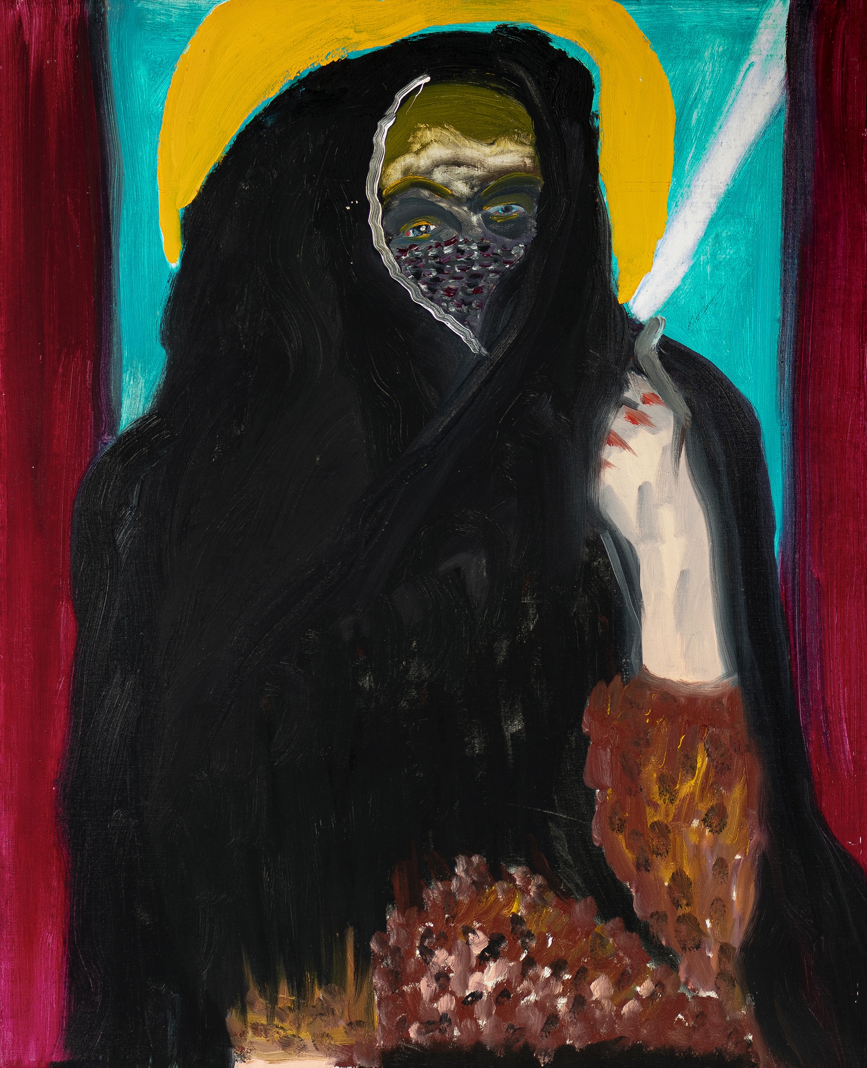 Oil On Linen Madonna Painting By Frederick Brown