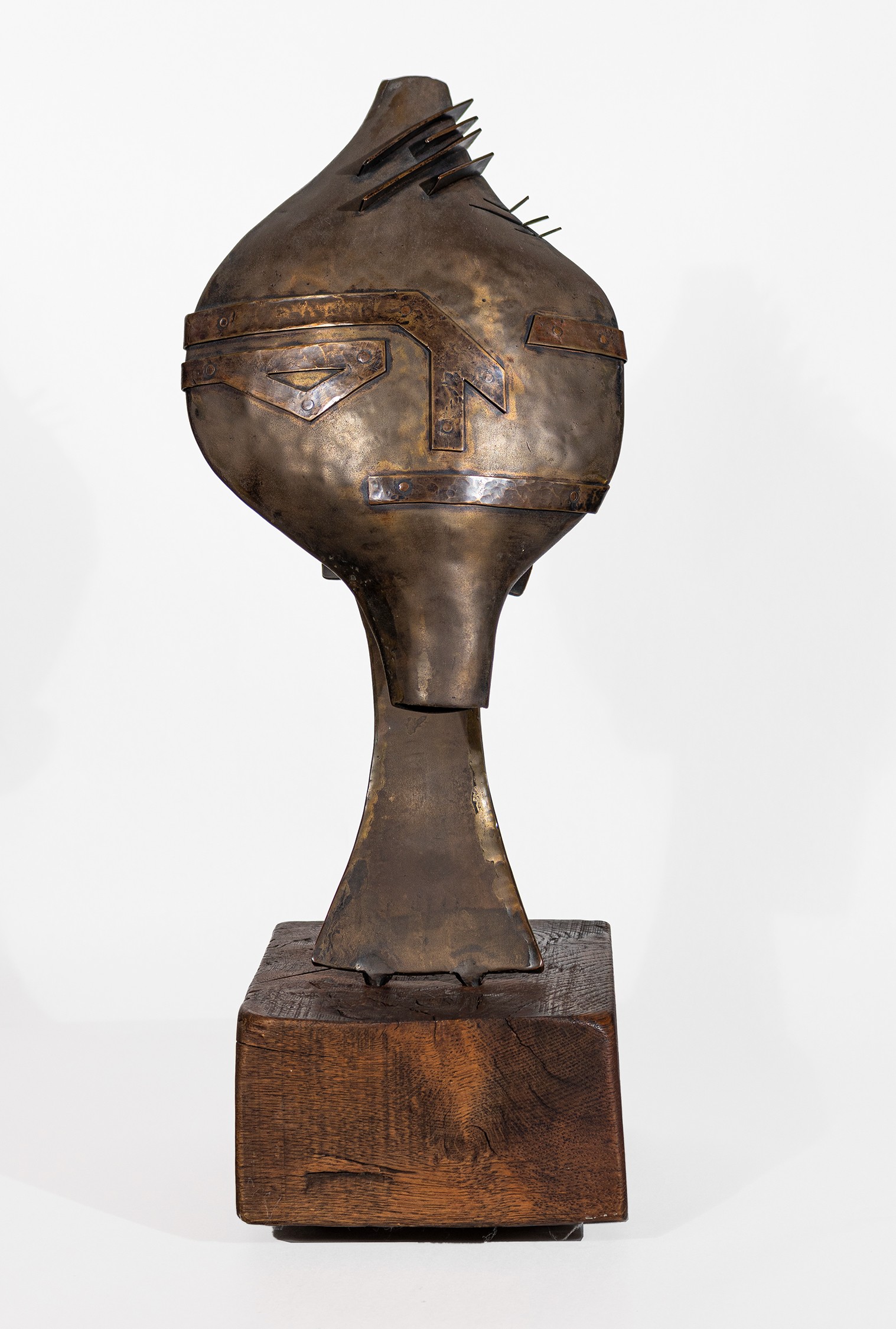 A Bronze Sculpture On Wood Base By Sue Jane Smock
