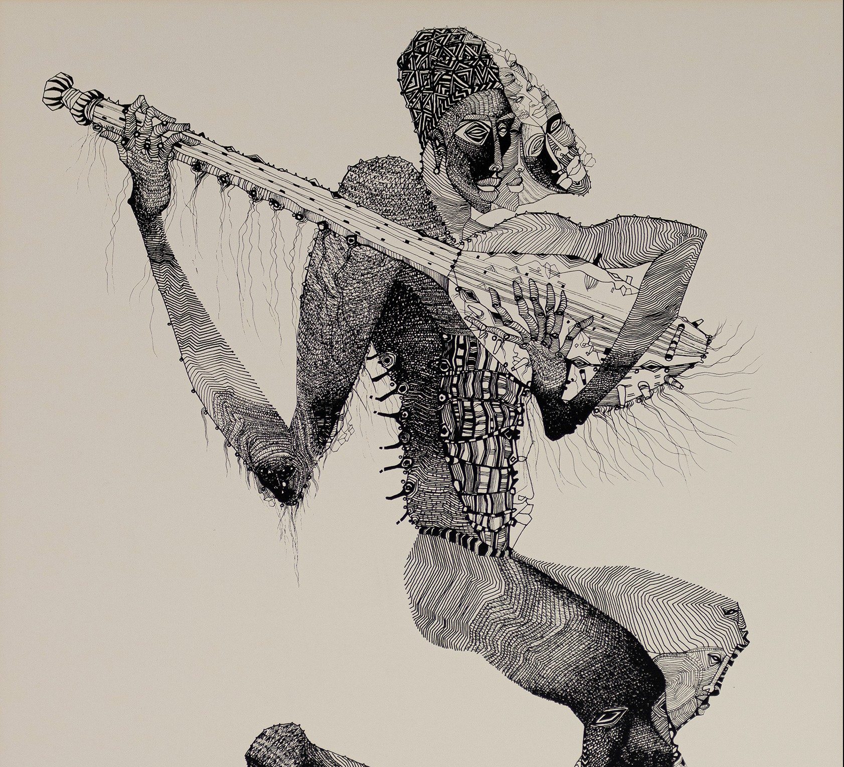 Damballah Dolphus Smith Woodblock Figurative Print